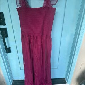 MELLODAY Burgundy Smocked Top